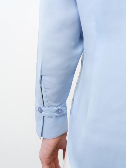French Connection Mila Georgette Lace Layered Shirt, Pretty Blue - view 2, Pretty Blue