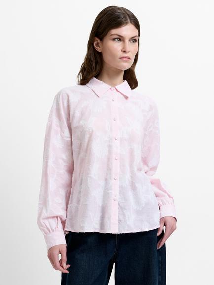 French Connection Naya Floral Jacquard Striped Shirt, Light Pink, Light Pink