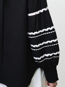 French Connection Ric Rac Sleeve Shirt, Black/White - view 2, Black/White