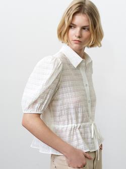 French Connection Shanaya Seersucker Drawstring Shirt, Summer White, Summer White