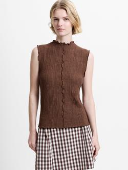 French Connection Andie Textured Sleeveless Top, Espresso Brown, Espresso Brown