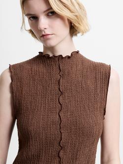 French Connection Andie Textured Sleeveless Top, Espresso Brown - view 2, Espresso Brown
