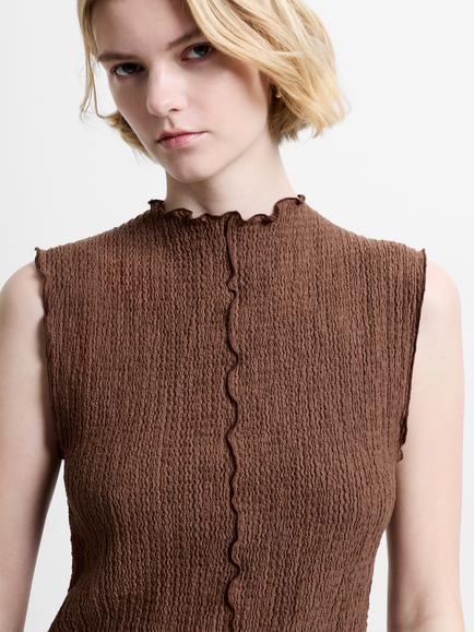 French Connection Andie Textured Sleeveless Top, Espresso Brown - view 2, Espresso Brown