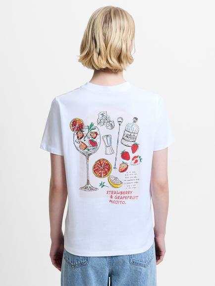 French Connection Cocktail Graphic T-Shirt, Linen White - view 2, Linen White