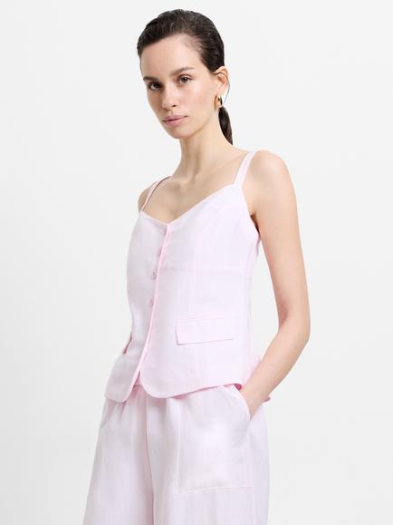 French Connection Cooper Tailored Button Front Camisole, Pink Icing