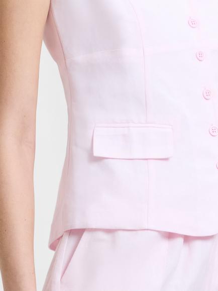 French Connection Cooper Tailored Button Front Camisole - view 2, Pink Icing