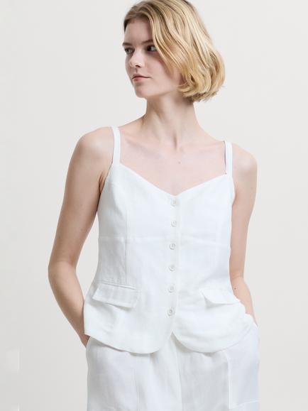 French Connection Cooper Tailored Button Front Camisole, Summer White