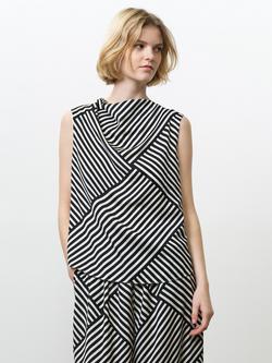 French Connection Damasco Cowl Neck Stripe Top, Cream/Black, Cream/Black