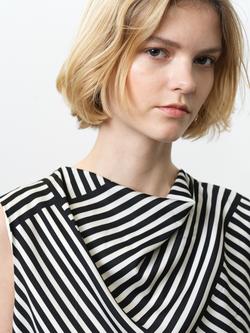 French Connection Damasco Cowl Neck Stripe Top, Cream/Black - view 2, Cream/Black