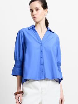 French Connection Era Poplin Tie Back Top, Azure, Azure