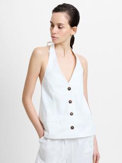 French Connection Keller Twill Waistcoat Top, Summer White, Summer White