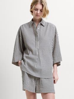French Connection Lia Seersucker Striped Shirt, White/Multi, White/Multi