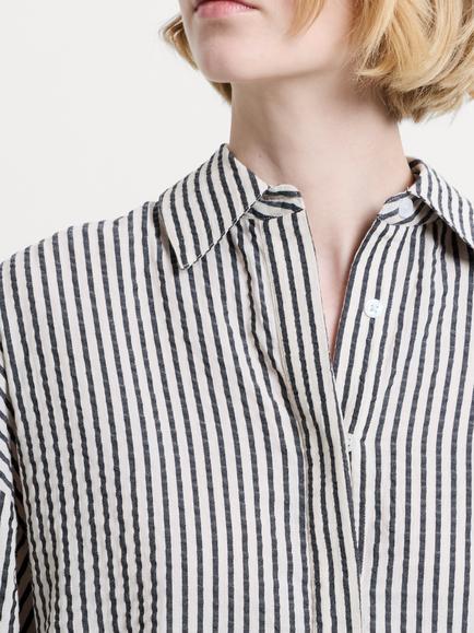 French Connection Lia Seersucker Striped Shirt, White/Multi - view 2, White/Multi
