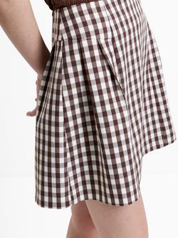French Connection Lexi Gingham Mini Skirt, Espresso Brown - view 2, Espresso Brown