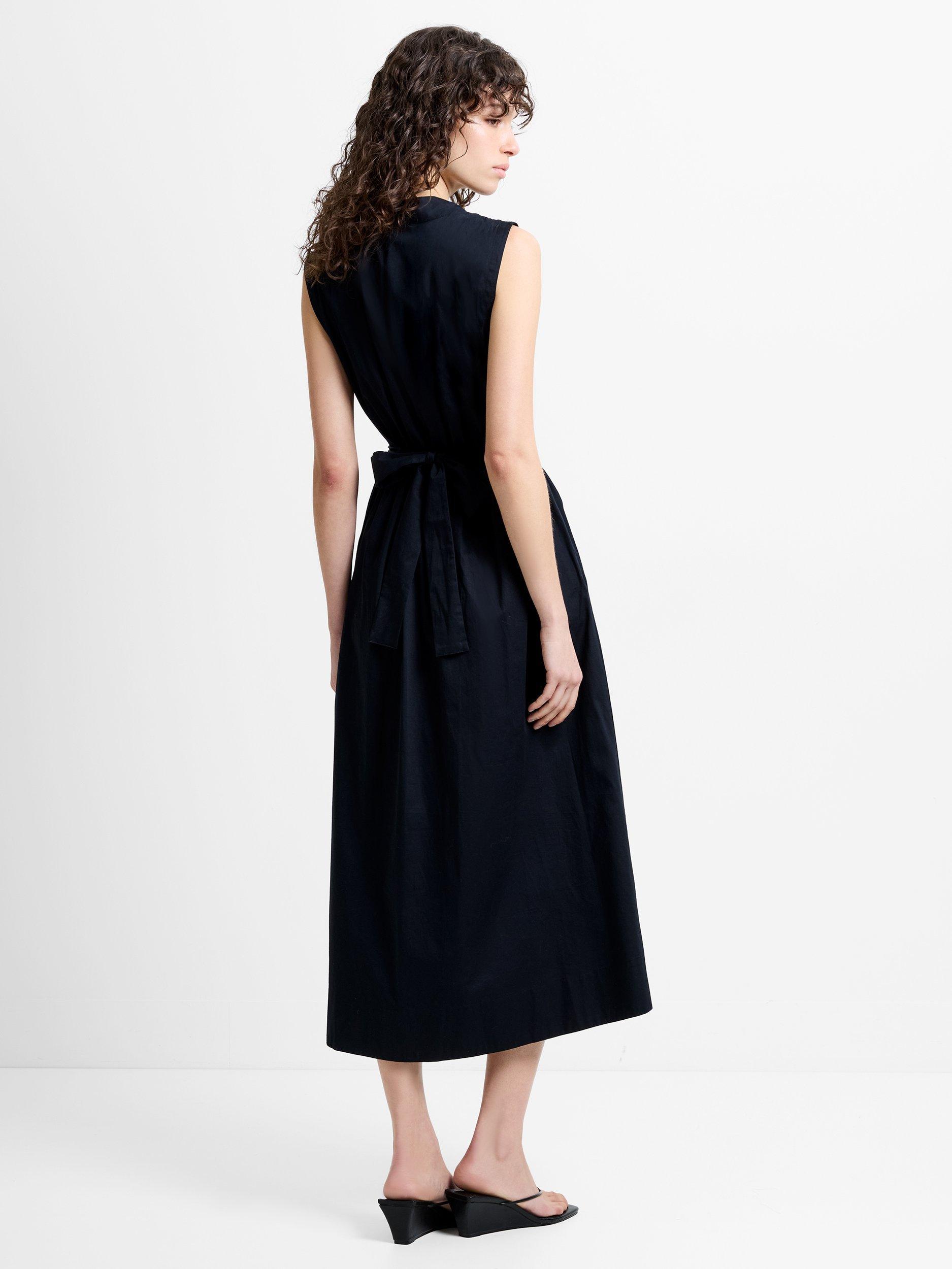 French Connection Alexis Ruffle Corsage Midi Dress, Black/Linen White