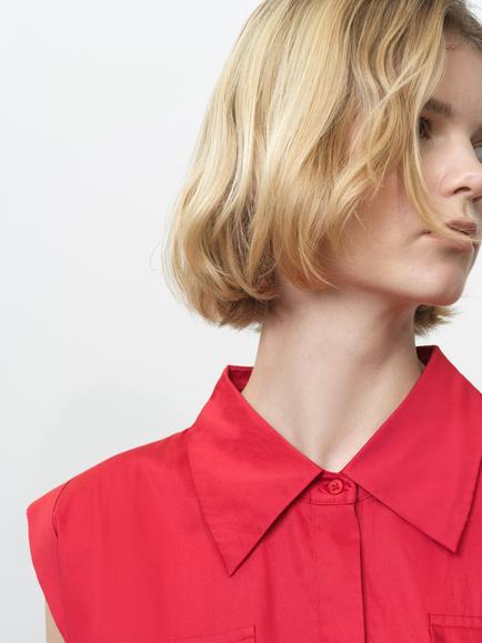 French Connection Alexis Belted Shirt Mini Dress, Red - view 2, Red