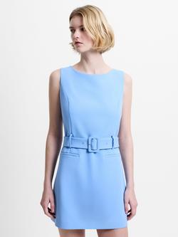 French Connection Azra Twill Belted Mini Dress, Blue Hydrangea