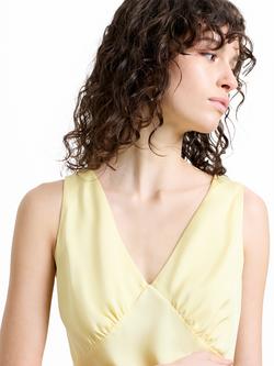 French Connection Bernice Satin Twill Slip Dress, Mellow Yellow - view 2, Mellow Yellow