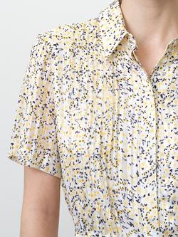 French Connection Bonnie Julia Satin Shirt Dress, White/Yellow - view 2, White/Yellow