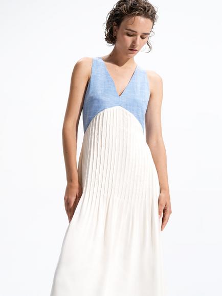 French Connection Colby Colour Block Midi Dress, White/Blue - view 2, White/Blue