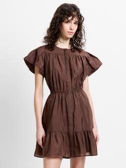 French Connection Holland Flutter Sleeve Mini Dress, Espresso, Espresso