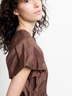 French Connection Holland Flutter Sleeve Mini Dress, Espresso - view 2, Espresso