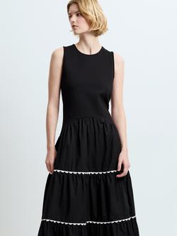French Connection Kaylie Ric Rac Midi Dress, Black/Cream - view 2, Black/Cream
