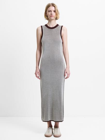 French Connection Naria Striped Knit Midi Dress, Espresso Brown, Espresso Brown