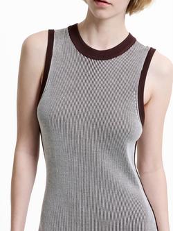 French Connection Naria Striped Knit Midi Dress, Espresso Brown - view 2, Espresso Brown