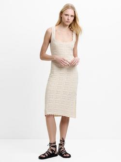 French Connection Nellis Square Neck Crochet Knit Dress, Ecru, Ecru