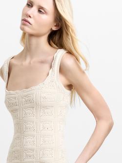 French Connection Nellis Square Neck Crochet Knit Dress, Ecru - view 2, Ecru