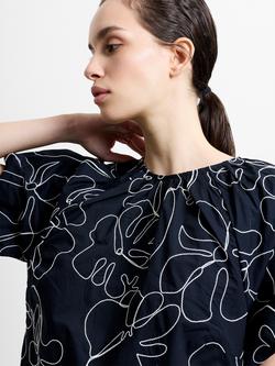 French Connection Rhodes Embroidered Floral Mini Dress, Black/Cream - view 2, Black/Cream
