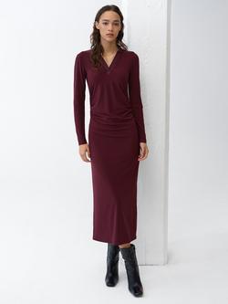 French Connection Samira Polo Neck Midi Dress, Berry, Berry