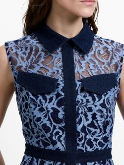 French Connection Skye Lace Godet Shirt Dress, Blue Lace Mix - view 2, Blue Lace Mix