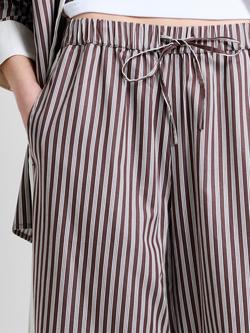 French Connection Alexis Cotton Striped Wide Leg Trousers, Brown/Porcelain - view 2, Brown/Porcelain