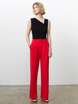 French Connection Carlie Pleat Detail Wide Leg Trousers, Watermelon Red, Watermelon Red