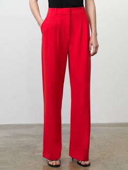 French Connection Carlie Pleat Detail Wide Leg Trousers, Watermelon Red - view 2, Watermelon Red