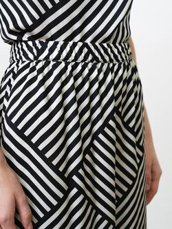 French Connection Striped Damasco Wide Leg Trousers, Cream/Black - view 2, Cream/Black