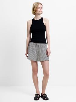 French Connection Lia Seersucker Striped Shorts, White/Multi, White/Multi