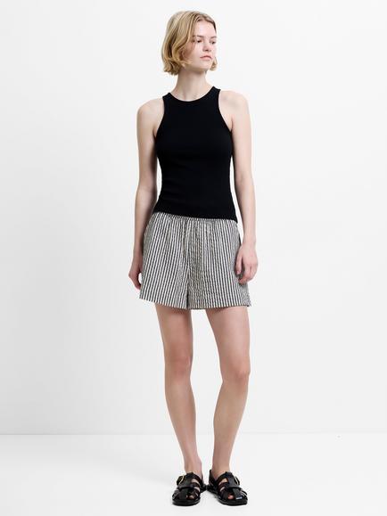 French Connection Lia Seersucker Striped Shorts, White/Multi, White/Multi