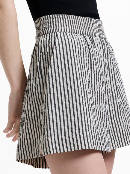 French Connection Lia Seersucker Striped Shorts, White/Multi - view 2, White/Multi