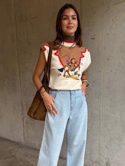 Never Fully Dressed Cowgirl Knitted Tank Top, Cream/Multi, Cream/Multi