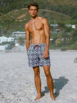 Chelsea Peers Palm Patch Print Swim Shorts, Navy, Navy