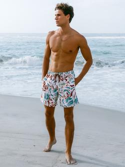 Chelsea Peers Coral Mirage Print Swim Shorts, Off White, Off White