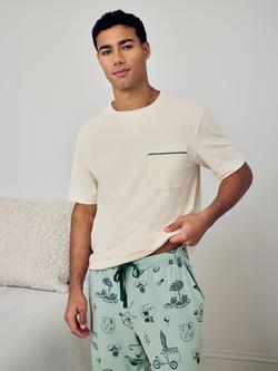 Chelsea Peers Stretch Cotton Weekend Club Print Pyjama Set, Teal - view 2, Teal