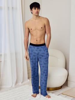 Chelsea Peers Jurassic Dinosaur Print Long Pyjama Bottoms, Blue, Blue