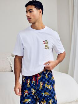 Chelsea Peers Stretch Cotton Boxing Leopards Print Short Pyjama Set, Navy - view 2, Navy