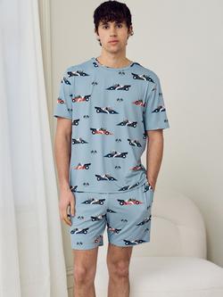 Chelsea Peers Frog Rally Print Short Pyjama Set, Blue, Blue