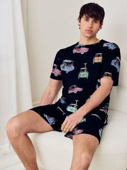 Chelsea Peers Safari Joyride Print Short Pyjama Set, Navy - view 2, Navy