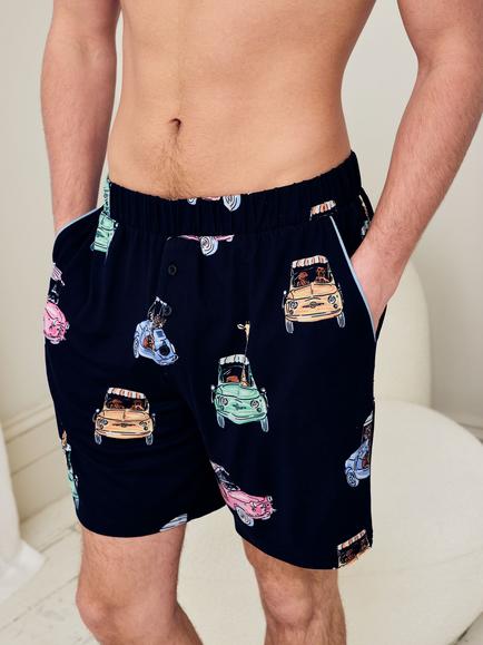 Chelsea Peers Safari Joyride Print Pyjama Shorts, Navy - view 2, Navy